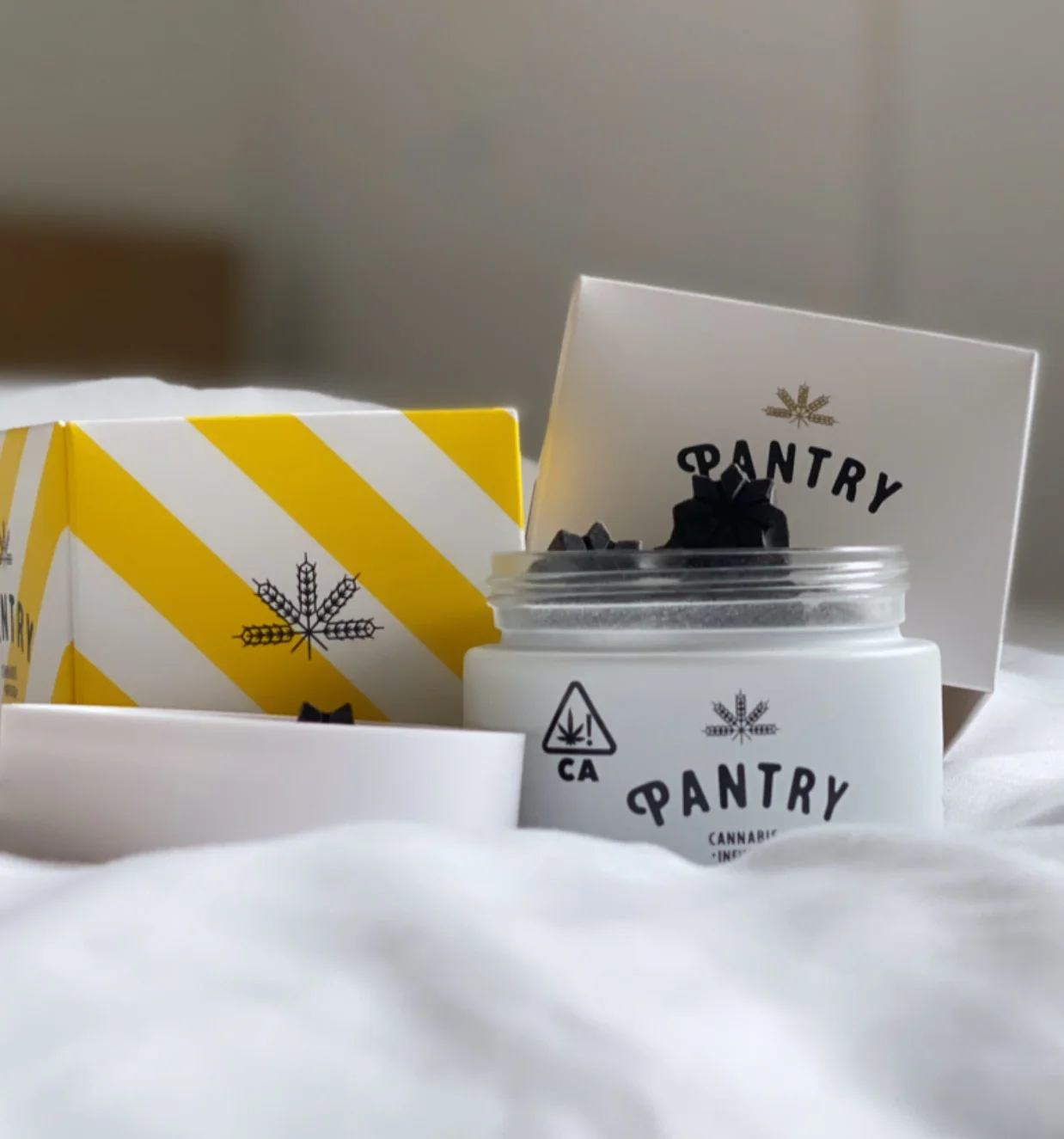 Pantry Nite Bites sitting on white sheets